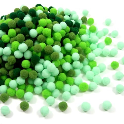 TOAOB 720 Piezas Pompones Verde Temático Decoracion Creativas de 10 mm Bolas Mini Alta Elasticidad Peluche Esponjoso Conjunto de Pompones Para Divertidas Manualidades Creativas DIY