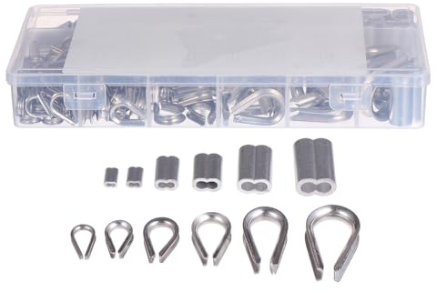 Cabilock 240pezzi Redancia Per Tubo in Inossidabile Set Manicotti Per Funi Metalliche Barilotto Anello Cuore Pollo Per Proteggere Metallici e Brache