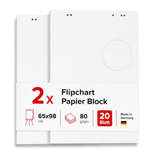 Conipa Flipchart Papier blanko, 2 Blöcke à 20 Blatt, 65×98 cm, weiß