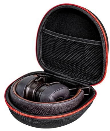 AONKE Custodia rigida per cuffie compatibile con cuffie Bluetooth wireless Marshall Major V/IV/III/II/5/4/3/2 (cerniera rossa)