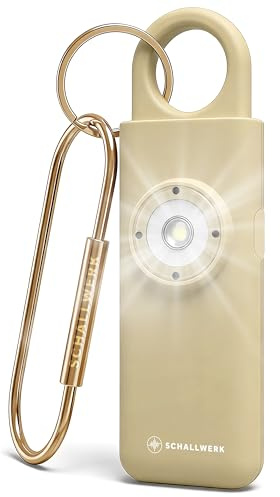 Schallwerk ® Safety+ Taschenalarm für Frauen – Persönlicher Alarm mit LED-Licht – Schrillalarm Schlüsselanhänger für Selbstschutz & Sicherheit unterwegs – laut & kompakt
