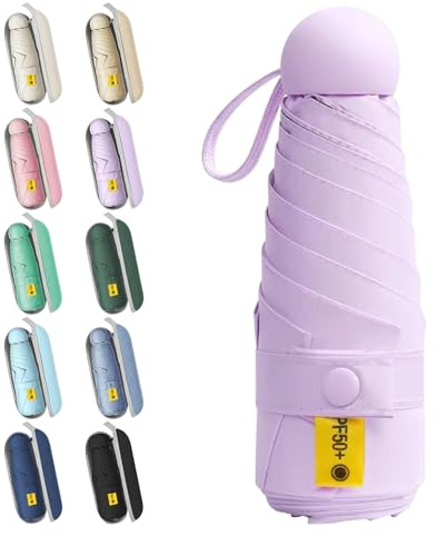 WoRuyKot Mini Parapluie Pliant, parapluie mini,Parapluie Anti Uv, Petit Parapluie De Poche Solide, Protection Contre Le Vent Et La Pluie, Parfait Pour Les Déplacements Quotidiens