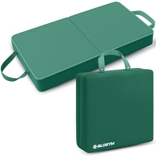BLOSTM Cuscino per inginocchiarsi da giardino extra spesso, grande, pieghevole, con manici, in memory foam ad alta densità, impermeabile, per giardinaggio, lavori domestici, bagno, yoga (verde)