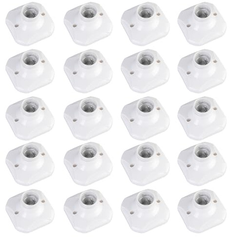 WIYETY 20 Stück Lampenfassung E27: Wandfassung mit Gewinde für LED bis 60W und 250V, Universal E27 Lampenfassung für Kellerdecke Carport Holzwand, Weiß