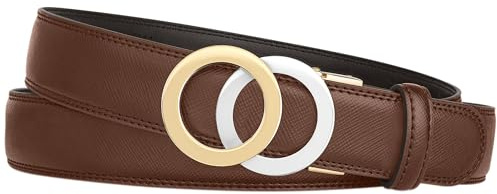 Premium Leather - No Hole Ratchet Belt – Custom Fit Belts for Women – Micro Adjustability (1.20 Inch width)– Designed in USA (Saffiano - Brown, 125 CM)