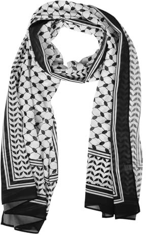 ROMISBABA Bufanda Palestina Keffiyeh De Gasa Ligera Y Transpirable Para Hombre Pañuelo Árabe Versátil Para Cabeza Cuello Y Cara Con Estampado Auténtico 69.29X26.77In