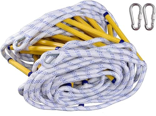Scala antincendio - Scala di Emergenza in Corda ignifuga con Ganci per la Sicurezza - Ideale per casa, Ufficio ed edifici Alti