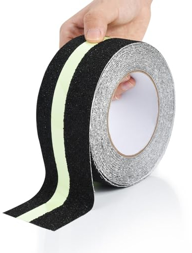 OTraki Adesivo Antiscivolo Nero Nastro Antiscivolo 50mm*10m, Nastro Catarifrangente Adesivo Strisce Antiscivolo, Pavimento Pvc Adesivo Per Scale, Gradini, Pavimenti Scivolosi Interno E Esterno