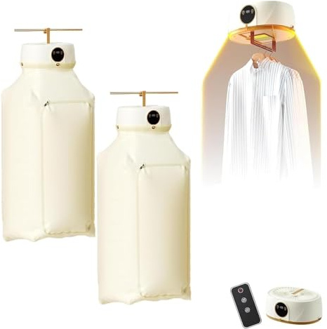 Plancha de vapor inalámbrica automática con control remoto: vaporizador y secadora de ropa portátil for espacios reducidos y viajes.(Beige-2pcs)