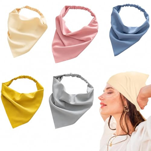 Bandana Headband 5 Pieces Floral Headband Floral Elastic Hair Kerchief Scarf Boho Headbands Hair Bands for Women Girls（5）