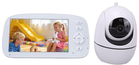 ViaGasaFamido Monitor para Bebés, Pantalla LCD de 5 Pulgadas con Resolución de 1280x720P, Inclinación Panorámica de 360°, Visión Nocturna con Zoom 2X, Tiempo de Espera de 35 Horas, con (#2)