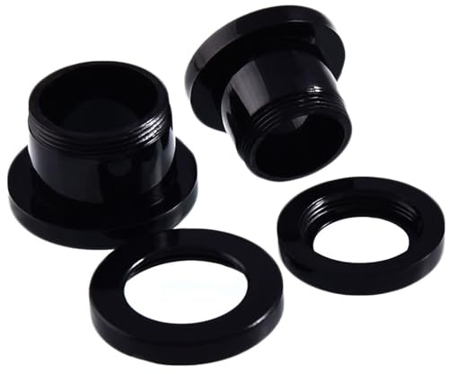 TIEHOKTW 1 Pair Expander Tunnels 2-24mm, Acrylic Double Flared Ear Tunnel and Plug Screw Fit Black Ear Gauge Stretching Kit for Women Men