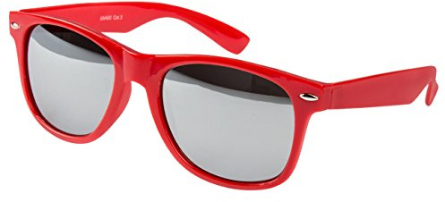 Ciffre Sonnenbrille Nerdbrille Nerd Retro Look Brille Pilotenbrille Vintage Look - ca. 80 verschiedene Modelle Rot Silber Verspiegelt
