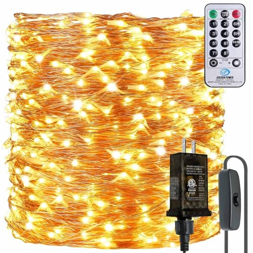 ZAECANY 165Ft Ultra Long 500 LEDs String Lights Plug in, with Switch/Timer, Waterproof Dimmable Copper String Lights for Home/Holiday Decor, 8 Modes Fairy Lights with Remote, Warm White UL Listed