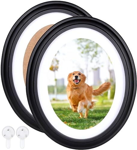 SENENQU 2 Pack Oval Picture Frame 8x10 Black Oval Photo Picture Frames for Wall, Classic Ovals Wood Frames with Mounting Screws and Hooks