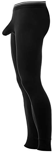Ouruikia Men's Thermal Underwear Pants Thermal Bottoms Long Johns Bottoms with Separate Pouch(Black,M)