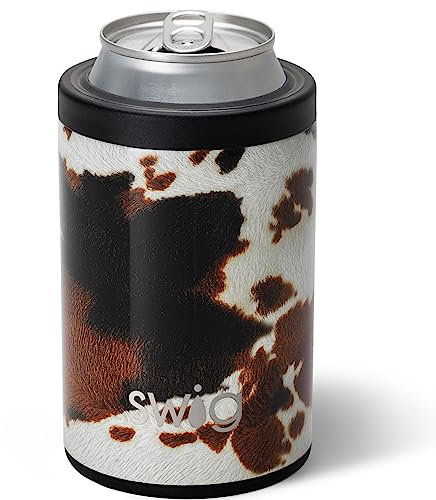 Swig Life Raffreddatore per lattine standard, da 350 ml, con supporto isolato per bottiglie di birra e lattine, in acciaio inox, coperchio per bottiglie di birra standard da 350 ml, accessori da
