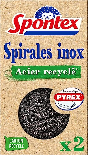 SPONTEX - Spirale Inox Acier Recyclé - 2 spirales inox désincrustantes - Acier recyclé* inoxydable