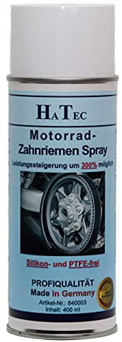HaTec Motorrad-Zahnriemen Spray 400 ml, bis zu 300% Leistungssteigerung für, Zahnriemen, Keilriemen, Flachriemen, hebt störende Knarrgeräusche auf und verlängert die Lebensdauer