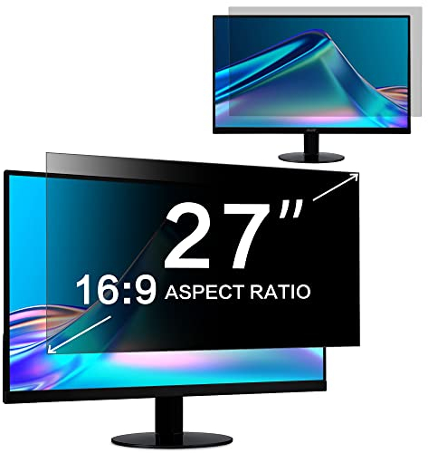 ZOEGAA Blickschutzfolie 27 Zoll Monitor 16:9, Anti Blaulicht Blendschutz Bildschirm Sichtschutzfolie, Abnehmbarer Sichtschutz Privacy Screen für Hp/Dell/Acer/Lenovo/Asus