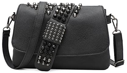 EVEOUT Damen Punk-Stil Rivet Leder Umhängetasche Nieten Handtasche mit Schultergurte Schultertaschen