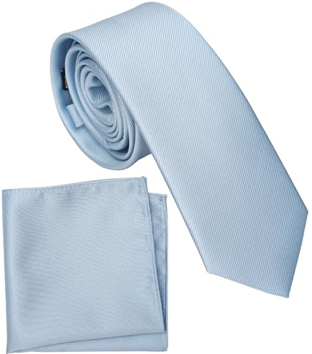 ZENXUS Boy's Solid Dusty Blue Tie with Pocket Square Set, Small Necktie for Children and Kids, Self-Tied