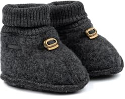 Mikk-line Chaussons en laine d'agneau pour bébé - Chaussons chauds en laine mérinos - Chaussons douillets en laine mérinos - 84 % laine et 16 % polyester - Pour garçons et filles, Anthracite, 3-6 mois