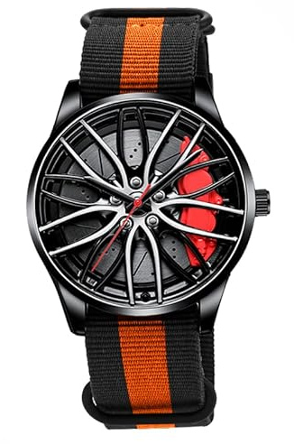ROSSOM Hommes Montre Hommes Sport Montres mâle évider Conception Montre Nylon Militaire analogique Quartz Montre pour BMW Roue étrier Hommes Montres
