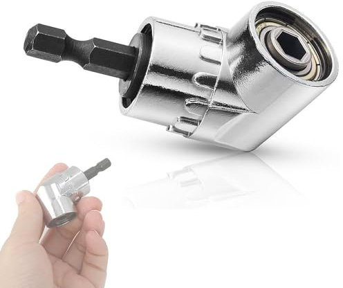 Right Angle Drill Attachment with 105-Degree 1/4-Inch Hex Shank - Angled Bit Holder for Power Drills and Screwdrivers, Compact and Versatile Tool for Tight Spaces