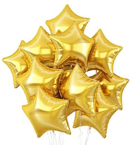 Gold Foil Star Balloon,10Pcs Gold Star Shaped Foil Balloons,18Inch Helium Polyester Film Balloons for Graduation,Brithday,Engagement,Wedding Party Decorations