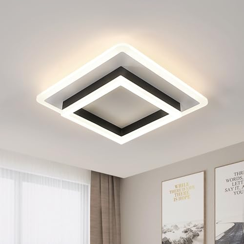 Comely Modern Square 30W 4500K LED Ceiling Light, 30x30x7cm, Black + White, 3300LM, Bedroom, Living Room, Dining etc.