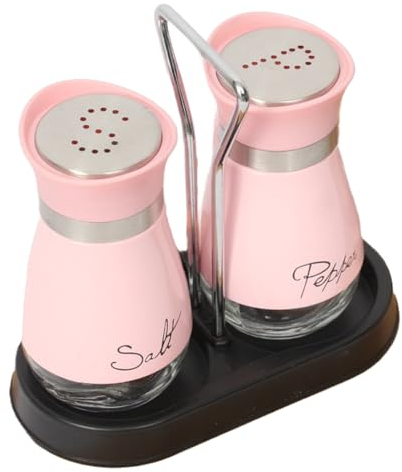 GJIE Pack of 2 Salt and Pepper Pots Salt and Pepper Shaker Salt and Pepper Set Salt Shaker Salt Pot Kitchen Accessories (Pink)