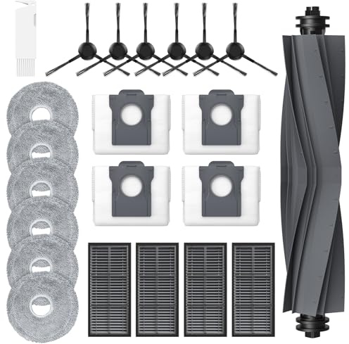 Lot de 22 accessoires pour Dreame L10s Ultra Gen 2/L10s Pro Ultra Heat/Mova E30 Ultra/x30 ultra, 1 brosse principale, 4 sacs à poussière, 6 chiffons de nettoyage, 4 filtres, 6 brosses latérales