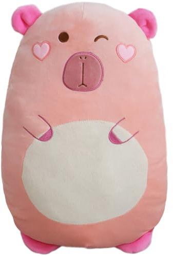 Kekeso Cuscino di Peluche Capybara, Abbracciante Animale Impagliato, 45cm Carino Corpo Cuscino per Bambini - Rosa