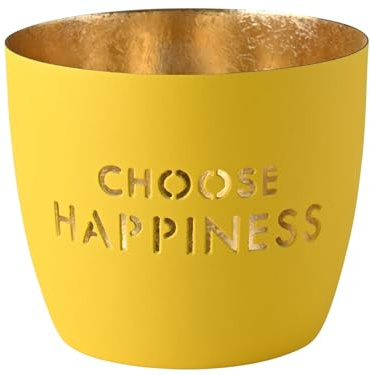 Gift Company Windlicht Madras Choose Happiness Gelb/Gold