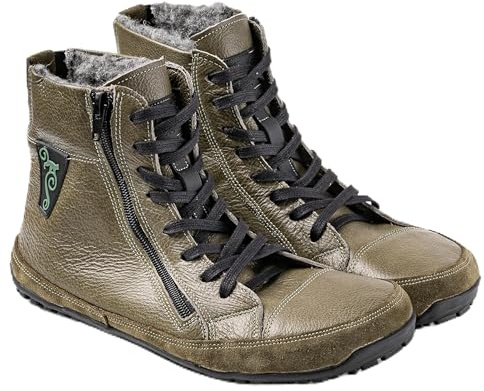 Magical Shoes Barefoot shoes, lined for men and women, lace-up boots, winter boots, minimalist half boots, barefoot boots, leather shoes, winter shoes, minimal boots, Alaskan, Alaskan Buffalo Green,