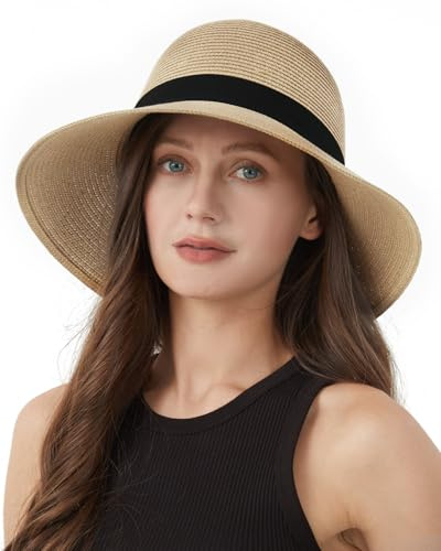 Zylioo XL-XXL Sun Hats Women for Large Heads, Wide Brim UV Protection Straw Hat, Big Summer Vacation Beach Hat