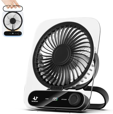Simpeak Ventilateur USB Silencieux 199 Vitesses Réglables Mini Ventilateur Portable Suspendu Ultra-Mince Bureau pour Maison, Bureau, Extérieur - 3000mAh Rechargeable,Noir
