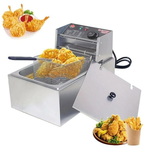 Deep Fat Fryer 10l Capacity 2500W – Stainless Steel Chip Pans with Basket and Lid, Adjustable Temperature Control, Non-slip, Easy Clean, Non-stick Removable Oil Container