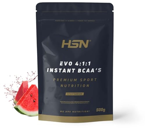 HSN Evo 4:1:1 (BCAA's Instantáneos) en Polvo | Sandía 500g | Aminoácidos Ramificados (L-Leucina, L-Isoleucina, L-Valina) | No Incluye Dosificador | No-GMO, Vegano, Sin Gluten