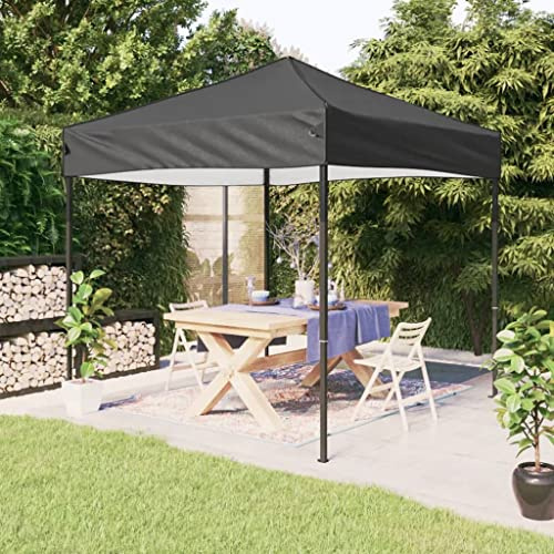Tente de Réception Pliable, 2x2 m en Tissu Oxford 210D, Toit Anti-UV et Imperméable, Structure en Acier, Chapiteau de Jardin Exterieur pour Terrasse, Jardin, Événements,Anthracite, 200 x 200 x 235 cm