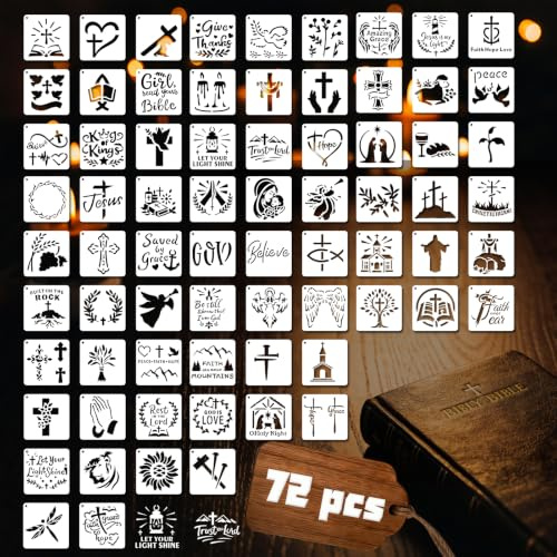 72 st 3 x 7 tum religiösa kristna mallar för målning återanvändbara Jesus Kristus religiösa kors änglar Gud i trä glas tyg dörrdekoration