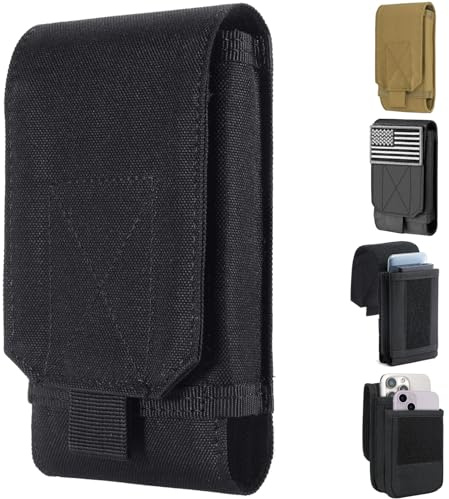 Urvoix, fondina porta cellulare, colore nero, da esercito, per cintura, taglia L