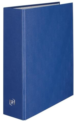 OXFORD Classeur Balacron A4XL Dos 80mm 4 Anneaux en D Couverture Carte Rembordée en PVC Bleu Marine