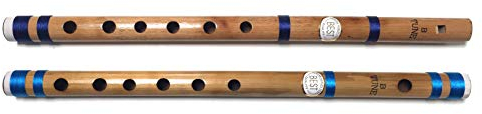 Profi-Set mit 2 indischen Bambusflöten, Konzert-Skalen, 35,6 cm, Blockflöten- und Querflöten-Set