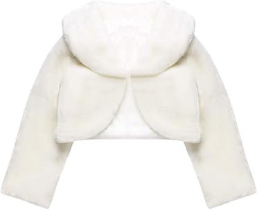 Blulu Girls Faux Fur Bolero Princess Shawl Wraps Girls Shrug Coat Jacket Flower Cape Wedding Party Dress
