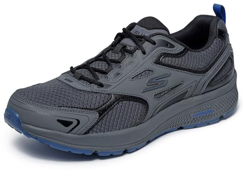 Skechers Go Run Consistent, Zapatillas de trail running Hombre, Charcoal Leather Synthetic Blue Trim, 41 EU