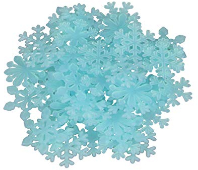 VALICLUD 50 adhesivos de pared que brillan en la oscuridad, copos de nieve, fluorescencia 3D, copos de nieve, decoración para ventanas (azul)