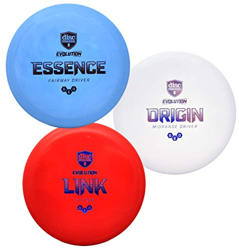 Discmania Evolution GEO Disc Golf Set of 3 – Includes Disc Golf Putter, Mid-Range and Driver (Colors Will Vary)