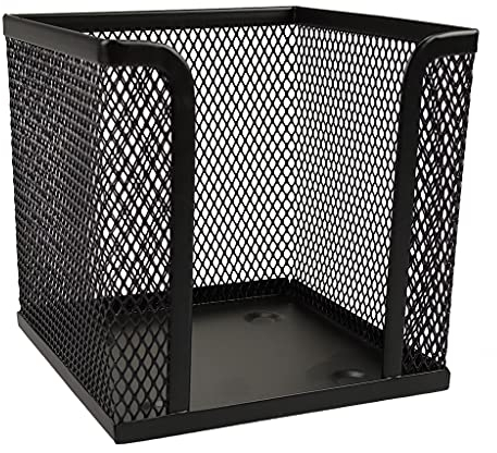 Zettelbox Zettelkasten aus Drahtmetall 9,5x9,5x8,5cm Zettelkästchen schwarz Netz für Notizpapier Schreibtisch Notizzettel
